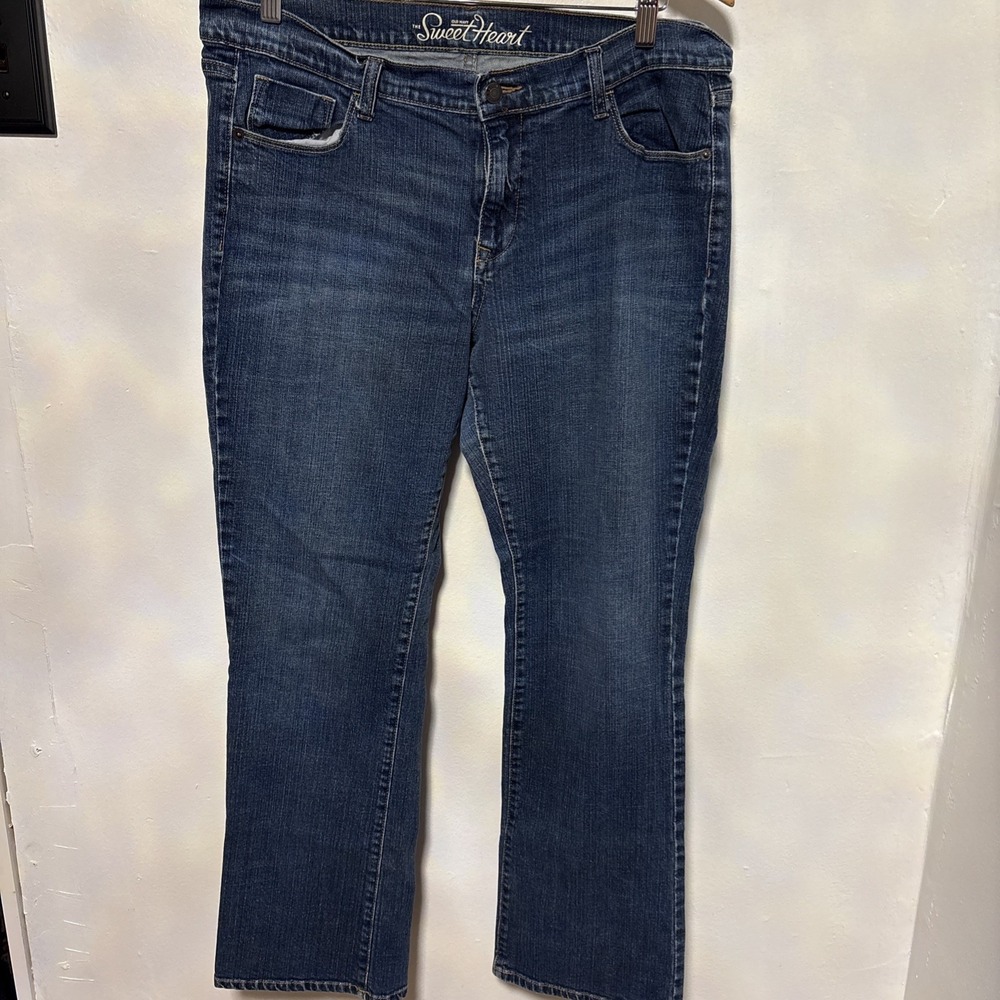 Old Navy Women's Sweetheart Jeans Size 14 R Blue Denim Cotton Stretch Flared Leg